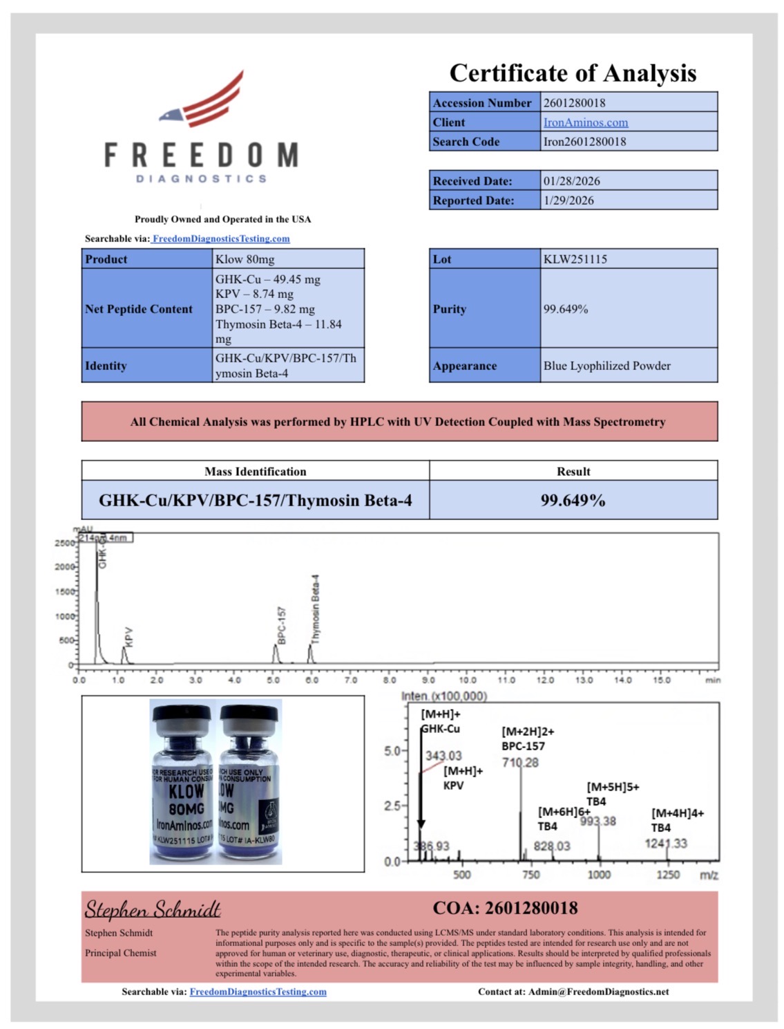 KLOW Blend 80mg (BPC-157 10mg + TB-500 10mg + GHK-Cu 50mg + KPV 10mg) - Image 2