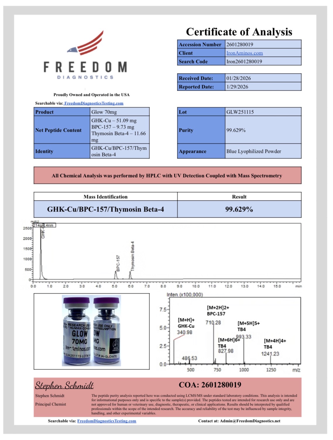 Glow Blend 70mg (BPC-157 10mg + TB-500 10mg + GHK-Cu 50mg) - Image 2